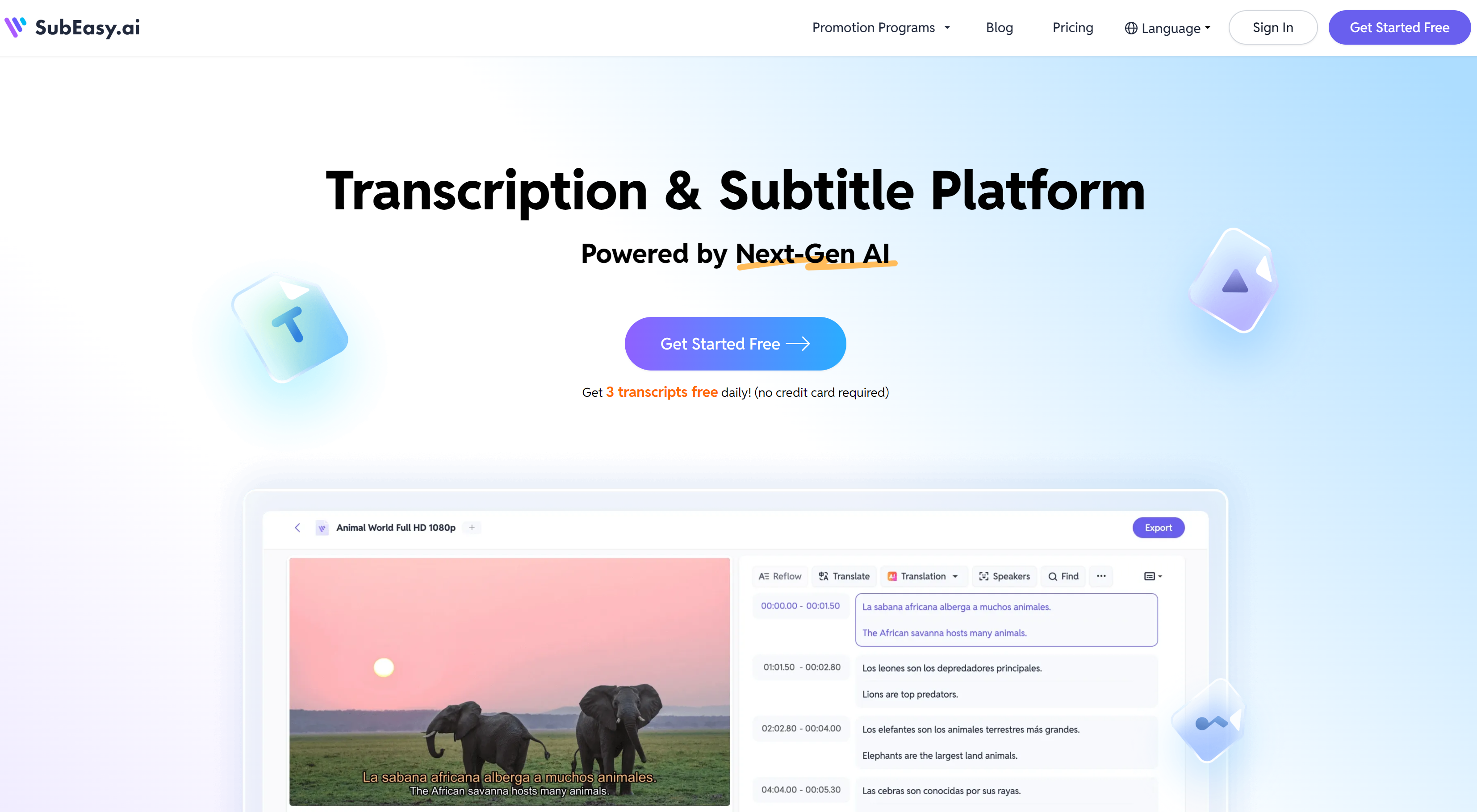 SubEasy: платформа для транскрипции аудио и субтитров видео на базе ИИ