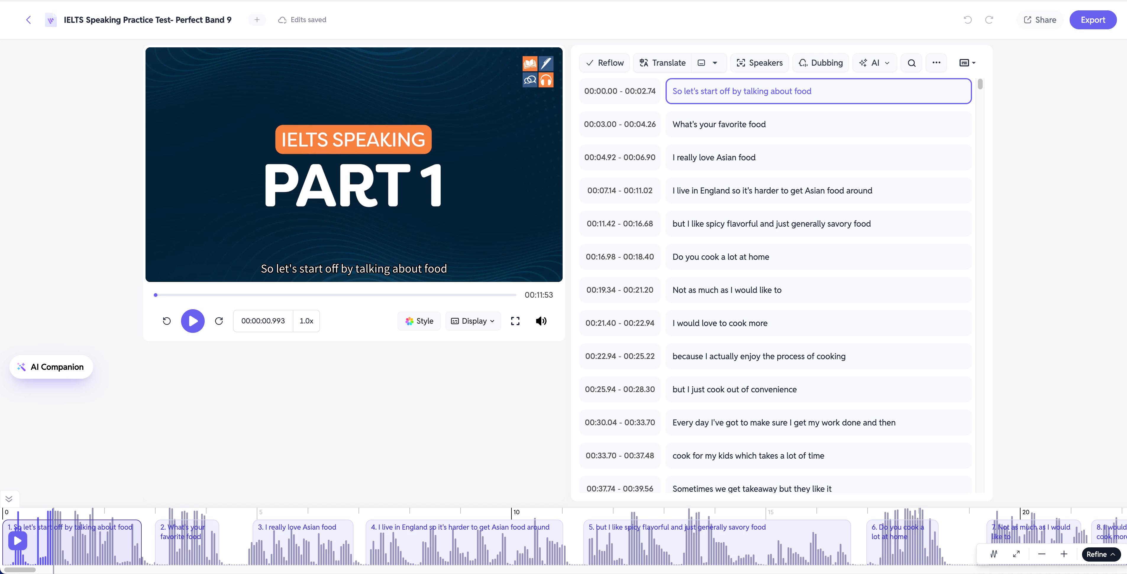 SubEasy subtitle editor interface