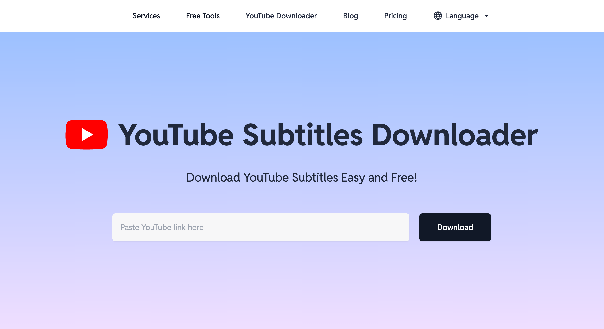 SubEasy YouTube Subtitle Downloader Interface