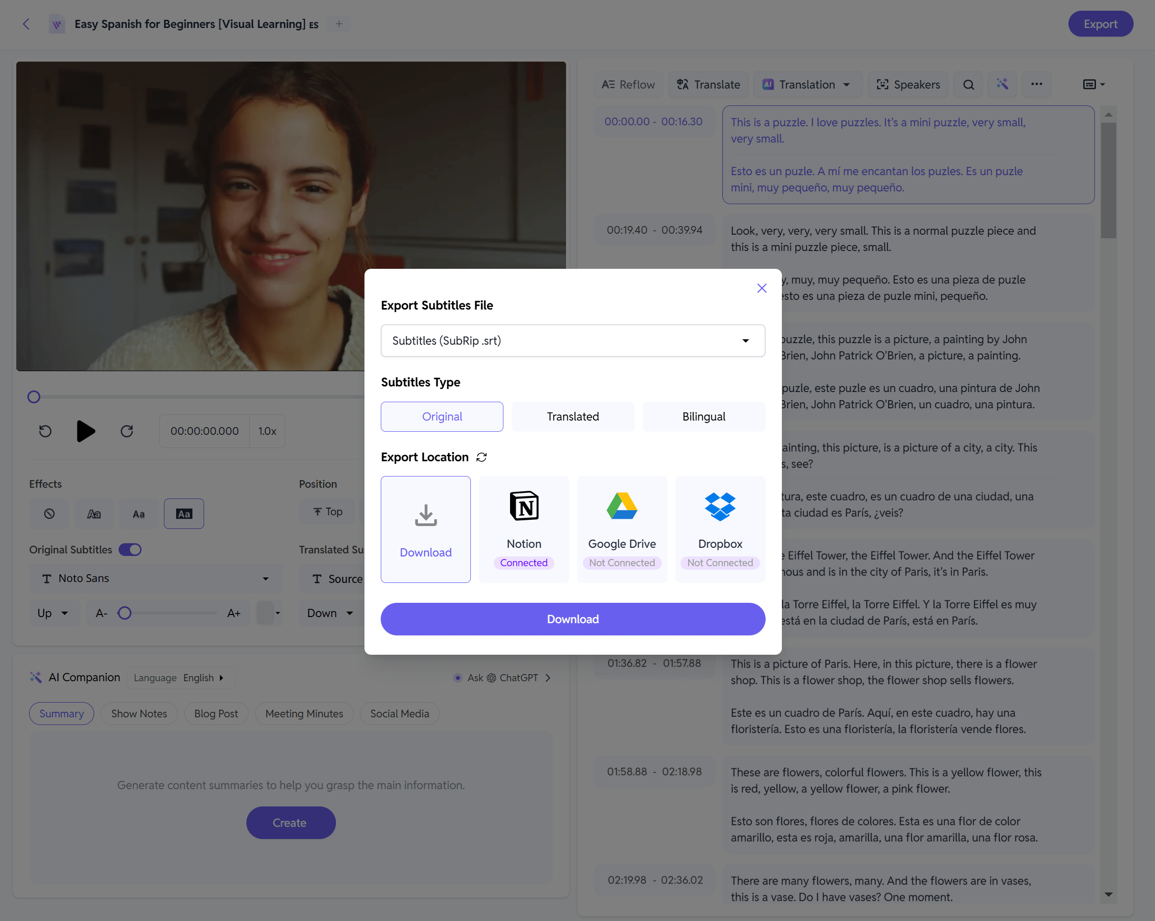 scegli il formato di file desiderato