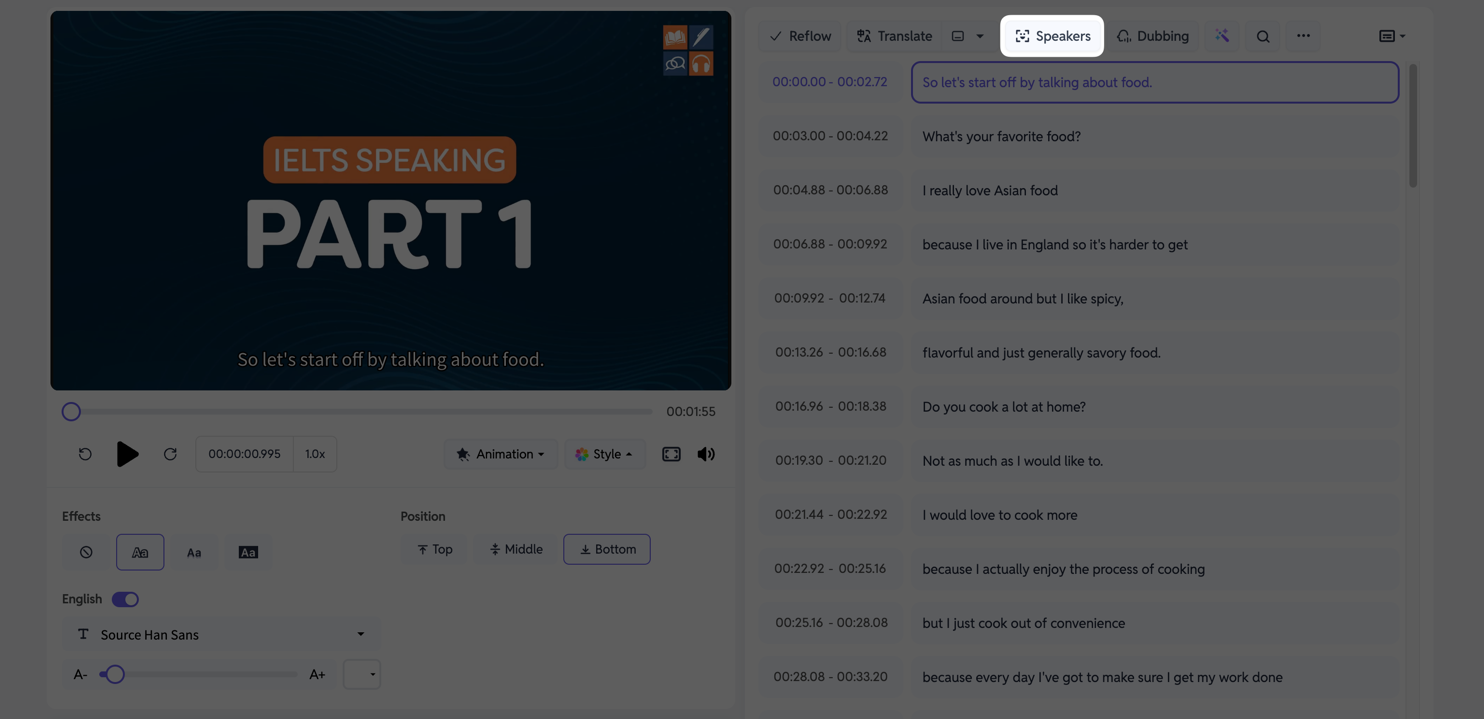 SubEasy AI Dubbing - Identify Speakers