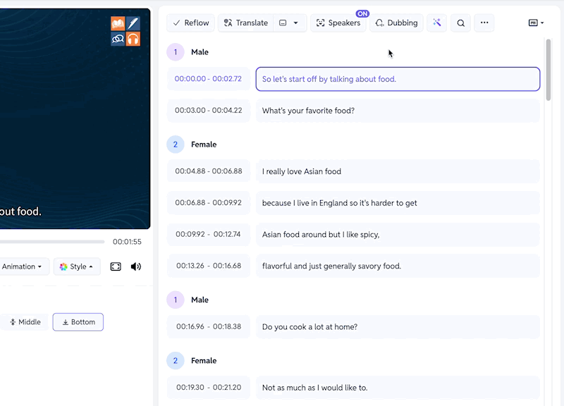 SubEasy AI Dubbing - Identify Speakers