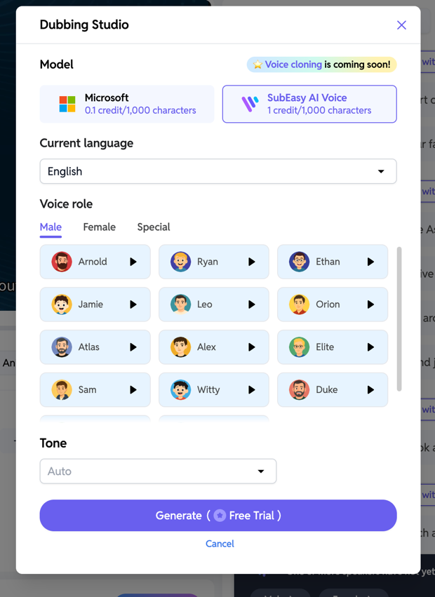 SubEasy AI Dubbing - Identify Speakers