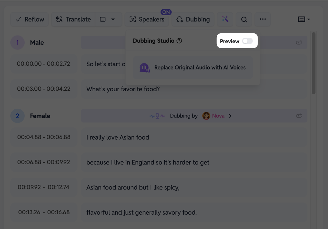 SubEasy AI Dubbing - Identify Speakers