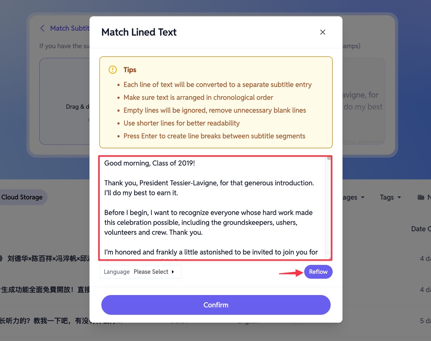 SubEasy Paste Transcript and Adjust Formatting  